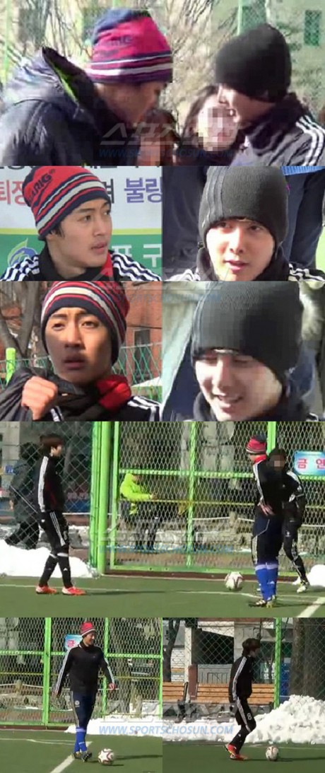 Kim Hyun Joong and Kim Hyung Jun spotted playing soccer