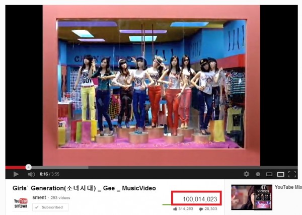 Girls&rsquo; Generation&rsquo;s GEE MV joins the 100 million Youtube views club!
