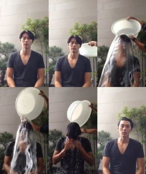 Korean actors and actresses taking the ALS 'ice bucket challenge'